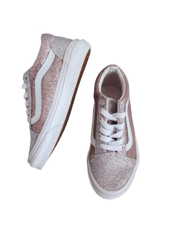 Vans Kids 2 Tone Glitter Old Skool Sneakers - Pink Rose/White-Size 5.5 main image 1